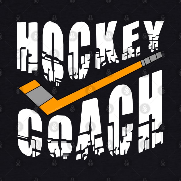 Hockey Coach Stick White Text by Barthol Graphics